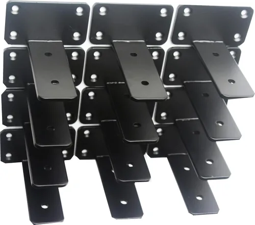 Miniatura 39 de Paquete de 2 - Soportes de estante en L ocultos negros de 4 pulgadas (1/5 pulgada de grosor) Soportes de estante flotante de hierro Soportes