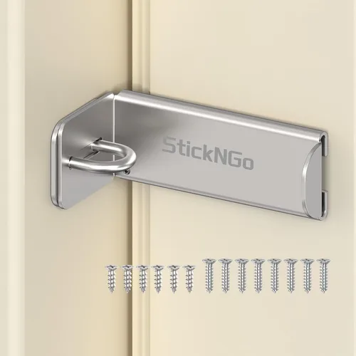 Miniatura 13 de Cerradura de puerta corredera de 90 grados, cerradura de seguridad en ángulo recto de cerrojo, pestillo de puerta apto para granero, jardín, valla