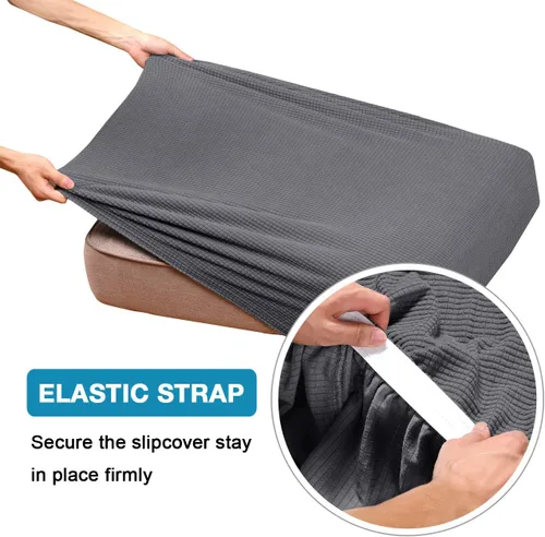Miniatura 5 de Flamingo P Funda de cojín elástica individual para sofá, protector de muebles, funda flexible con parte inferior elástica, funda de cojín de 3 Gris