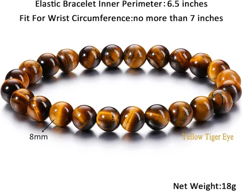 Miniatura 32 de Jovivi Pulsera elástica de cuentas redondas semipreciosas naturales – 0.315 pulgadas hecha a mano con cuentas de piedras preciosas curativas