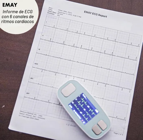 Miniatura 7 de EMAY 6L Monitor ECG portátil Graba ECG y frecuencia cardíaca en 6 canales Compatible con Smartphone y PC No se requiere suscripción