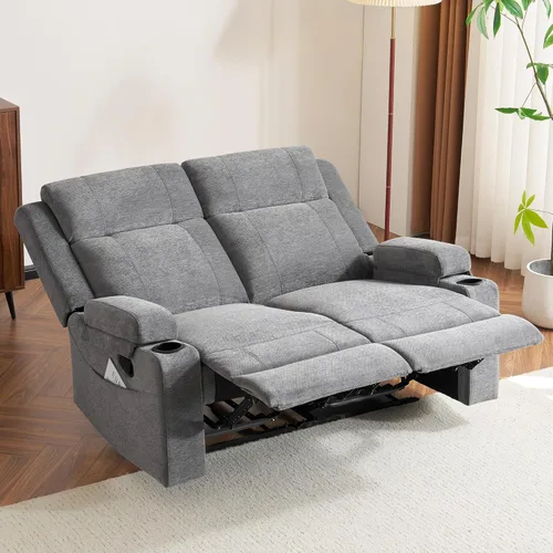 Miniatura 13 de GUEAPY Sofá Reclinable Manual Grande de 3 Plazas de Chenille Sofá Reclinable con Portavasos, Asiento Ancho, Fácil Montaje y Tela Resistente a