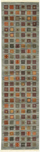 Miniatura 3 de Unique Loom Fars Collection - Alfombra moderna clásica de diseño geométrico inspirado en tribal, 2 pies 7 pulgadas x 10 pies 0 pulgadas, azul