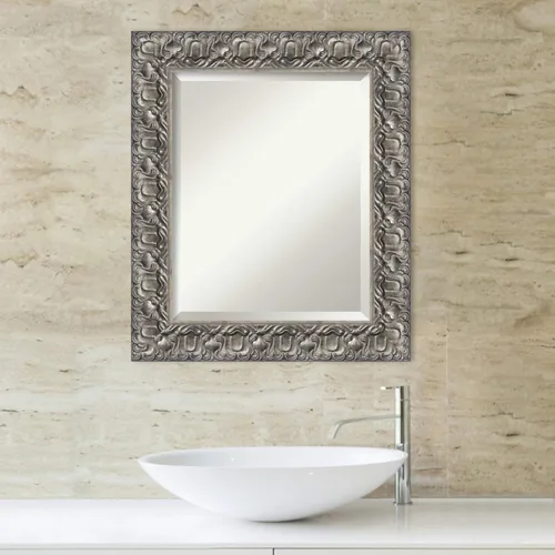 Miniatura 5 de Amanti Art Espejo de baño de madera, espejo de pared Luxor plateado para usar como espejo de tocador de baño sobre fregadero