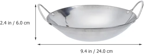 Miniatura 2 de Happyyami Sartén de metal para wok, 2 piezas de acero inoxidable, sartén pequeña con doble mango antiadherente para estufas de gas eléctricas