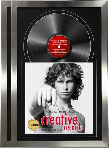 Miniatura 11 de Creative Picture Frames Marco para discos de Jukebox de 16 x 24 pulgadas con acabado de acero inoxidable de 12 pulgadas con doble paspartú blanco