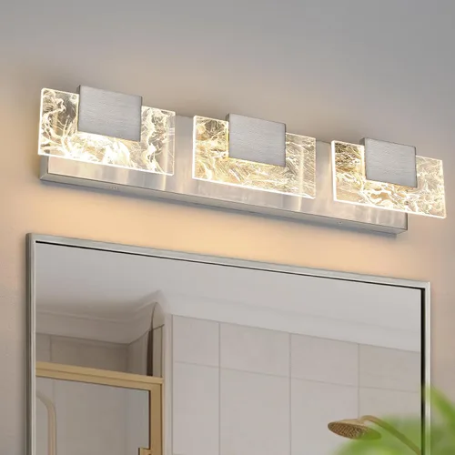 Miniatura 14 de Luz LED para Tocador de Baño: Accesorios de Iluminación Modernos de Acrílico en Dorado Cepillado de 16 pulgadas - 2 Luces Contemporáneas de Acabado