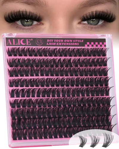 Miniatura 17 de Kit de extensión de pestañas DIY racimos de pestañas D-Curly voluminosos, pestañas individuales, kit de extensión de pestañas con herramienta