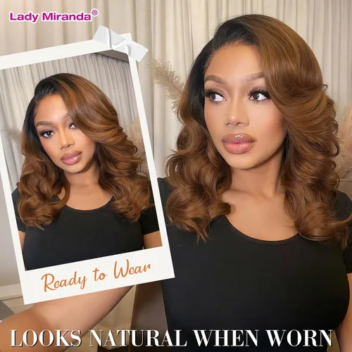 Miniatura 3 de Peluca de ondas sueltas Lady Miranda, color natural rizado sintético, resistente al calor, pelucas completas para mujer (1B30#)