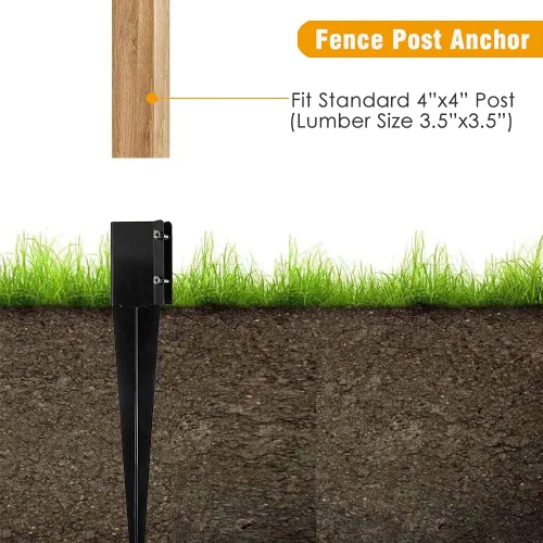 Miniatura 3 de Poste de anclaje de metal resistente con recubrimiento de polvo negro para postes de soporte para buzón o poste de valla de 4 x 4 pulgadas, diámetro