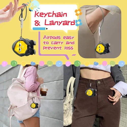 Miniatura 4 de Bonita funda para AirPods 2ª/1ª, divertida funda de silicona 3D de dibujos animados Kawaii para AirPods de 1 y 2ª generación con kit de limpieza