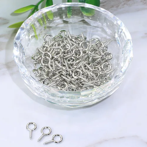Miniatura 3 de Shapenty Mini gancho de metal con tornillo de ojo, clavija de aro pequeña para llavero de resina, manualidades, adornos de Navidad, aretes, collar