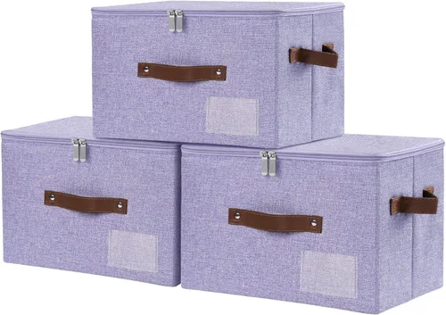 Miniatura 15 de Lucky Monet 1 contenedor de almacenamiento con tapas de cremallera de 10 x 8 x 7 pulgadas, cajas de almacenamiento plegables de tela con tapa