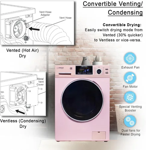 Miniatura 5 de Equator 24" Original 110V CONVERTIBLE Compact Combo Washer Dryer 1.6 cu.ft./15 lbs for Apartment, Condo, RV, Tiny Home & Small Spaces, 1400 rpm PET