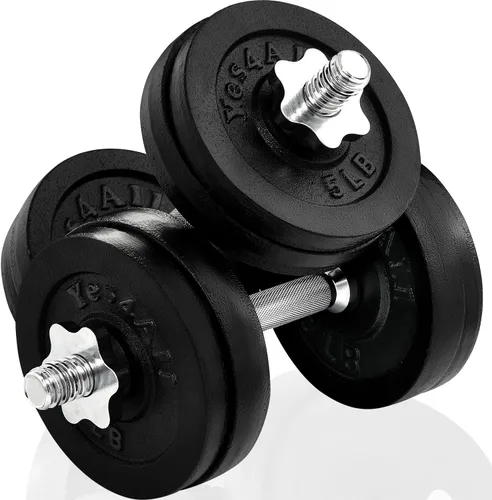 Miniatura 7 de Yes4All Juego de mancuernas ajustables con pesas y conector - Equipo de ejercicio y entrenamiento - Opciones de tamaño de 40 libras a 200 libras Z.