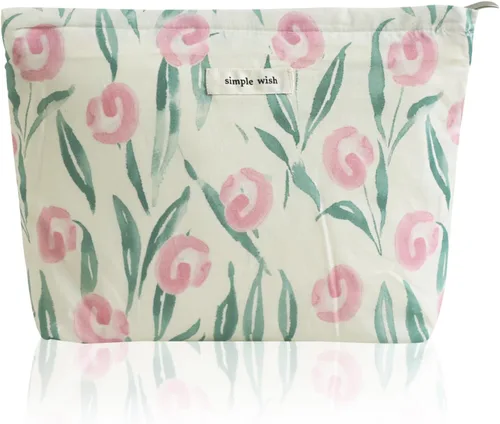 Miniatura 19 de Wudygirl Bolsa de maquillaje de lona para mujer, organizador estético de maquillaje, bolsa de maquillaje de viaje, bolsa de aseo para bolso, bolsa