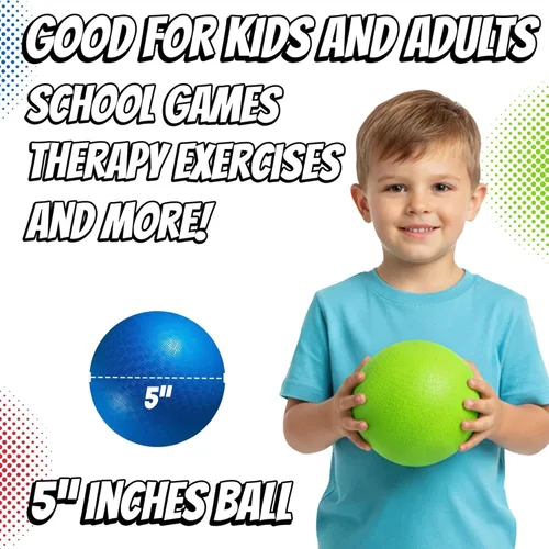 Miniatura 4 de Pelotas de patio de juegos de 5 pulgadas para niños pequeños y niños – (paquete de 6) pelotas inflables de goma que rebotan para dodgeball con bomba