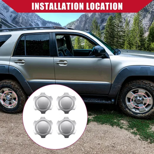 Miniatura 2 de 4260304030 / Tapas centrales de cubo de rueda para Toyota 4Runner 1996-2002 / Durable/plástico / 4 piezas/tono plateado