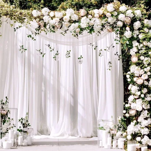 Miniatura 7 de Telón de fondo de gasa rosa de 10 x 8 pies, cortinas de telón de fondo transparentes para arco al aire libre, decoración de fiestas, 2 paneles de 5