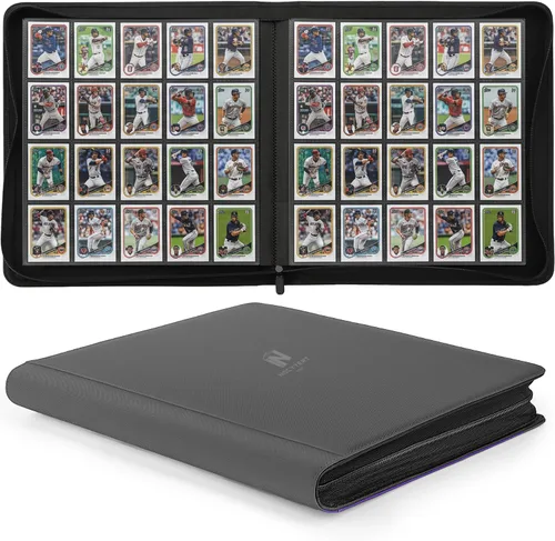 Miniatura 26 de Carpeta Premium de Tarjetas Coleccionables con más de 1000 bolsillos, Carpeta de 16 bolsillos sin anillo de carga lateral para cartas de Negro