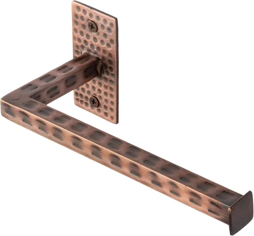 Monarch Abode Portarrollos de papel higiénico para baño, de 7 pulgadas, moderno, de metal martillado a mano, montado en la pared, acabado de cobre