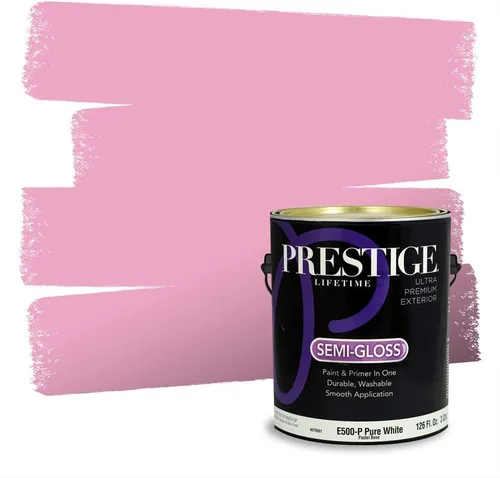 Miniatura 513 de Prestige Paints Pintura exterior e imprimación en uno, 1 galón, plano, coincidencia comparable de Valspar* Amber Rose*