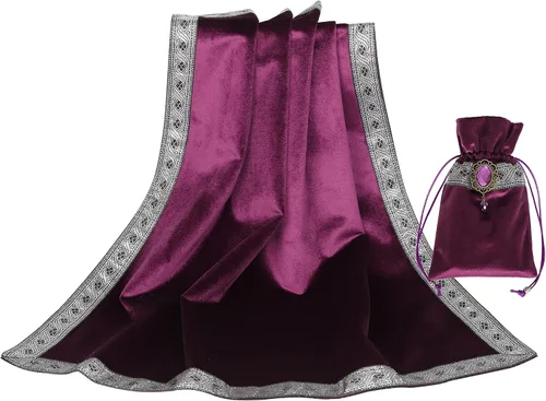 Miniatura 9 de Bolsa de cartas de tarot, mantel de mesa, mantel de tela de altar, brujería, astrología, adivinación, alfombrilla cuadrada de 25.6 x 25.6 pulgadas