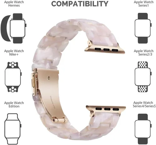 Miniatura 7 de Wongeto - Correa de resina compatible con Apple Watch Band (38mm 40mm) 1.496 pulgadas, 1.575 pulgadas, serie 5/4/3/2/1 para mujer y hombre con Rosa