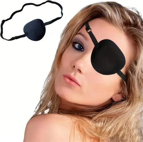 parche para ojos monocular negro, lavable, para ambliopía, parche médico para ojos, disfraz de pirata para adultos y niños