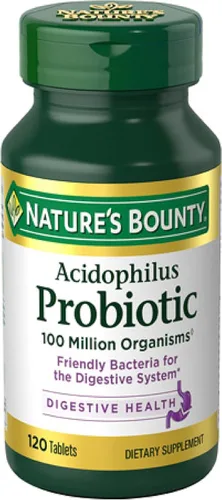 Nature's Bounty Lactobacillus Acidophilus Suplemento Probiótico - Probiótico Diario para la Salud Digestiva de Mujeres/Hombres, 100 Millones de