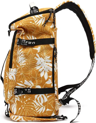 Miniatura 7 de Bolsa de lona de gimnasio Kalesi con compartimento para zapatos, mochila de 4 vías impermeable para viajes, deporte, senderismo, portátil, Amarillo