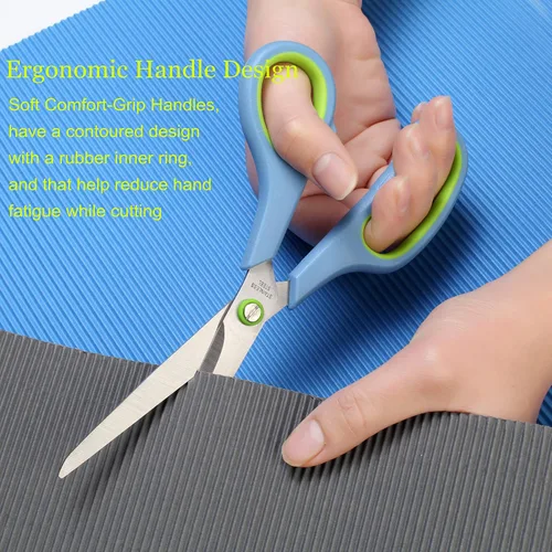 Miniatura 5 de Tijeras para todo propósito, juego de 5 tijeras, cuchillas afiladas de acero inoxidable de alta calidad, asas suaves y cómodas, adecuadas