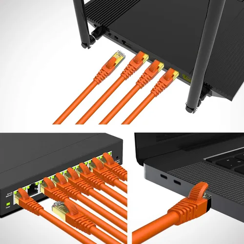 Miniatura 8 de Cable blindado para conexión de red SFTP Ethernet Cat 8, cable LAN de alta velocidad de alta resistencia con conector RJ45 chapado en oro, Paquete