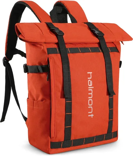 Miniatura 8 de Mochila con parte superior enrollable Haimont para hombres, mochila casual para portátil con 9 bolsillos para viajes, trabajo, caminatas, Verde