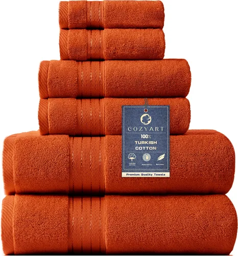 Miniatura 22 de COZYART - Juego de 3 toallas de baño de algodón, color naranja quemado, grandes y gruesas, 19.17 oz/yd², incluye 1 toalla de baño, 1 toalla de mano