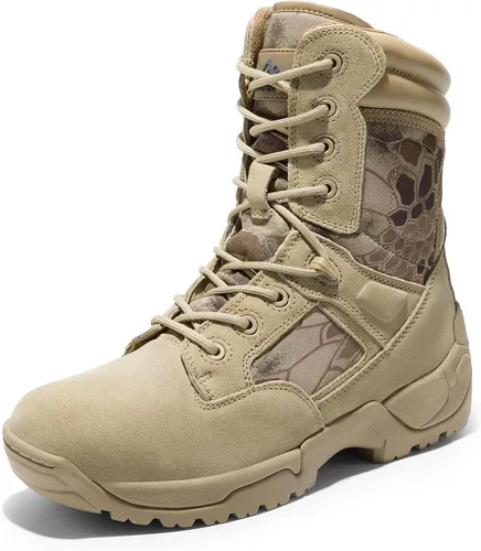 Miniatura 7 de NORTIV 8 Botas de trabajo tácticas militares para hombre, senderismo, con cremallera lateral, de cuero, para exteriores, motocicleta, combate