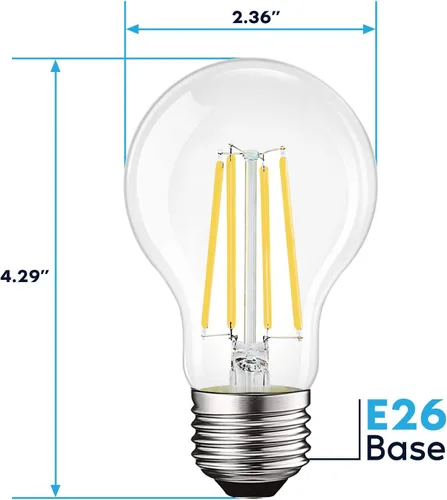 Miniatura 3 de LUXRITE Bombillas LED vintage A19 equivalentes a 100 W, 1600 lúmenes, blanco suave de 3000 K, bombillas Edison regulables, 12 W, clasificación