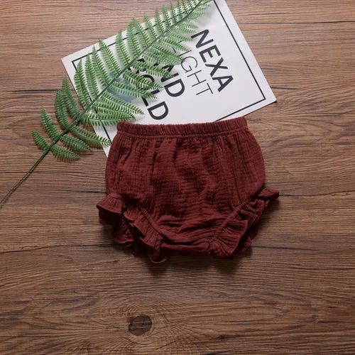 Miniatura 3 de Conjunto de 3 piezas de pantalones cortos para recién nacidos, para bebés, niñas y niños, mezcla de lino y algodón, lindos pantalones cortos