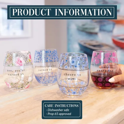 Miniatura 6 de Pavilion Gift Company - Vaso de vino sin tallo de 18 onzas para mamá, regalos para mamá de hija, hijo, niños, regalos del día de la madre para mamá