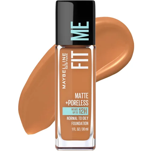 Maybelline Fit Me - Base de maquillaje líquida mate y sin poros, capuchino (cappuccino), 1 unidad (el empaque puede variar)