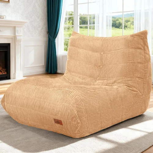 Miniatura 40 de Puf para adultos, silla puf grande, sillón con relleno de espuma viscoelástica para el hogar, apartamento o sala de juegos, gris afelpado Felpa gris