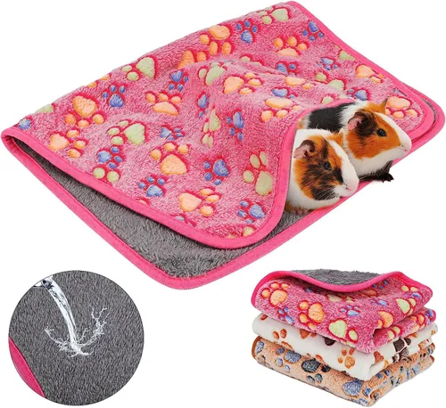 Miniatura 11 de YUEPET Mantas impermeables de conejillo de indias, lavables, paquete de 3 forros de forro polar para animales pequeños, funda de almohadilla suave
