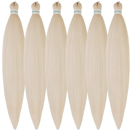 Miniatura 28 de Cabello estirado de fibra Kanekalon para trenzar con cabello humano, color oro rosado, 30 pulgadas