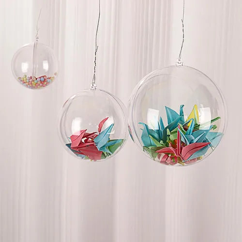 Miniatura 4 de Jishi Paquete de 10 adornos de Navidad de plástico transparente para manualidades, bolas de adornos de Navidad DIY rellenables de 2.36 pulgadas