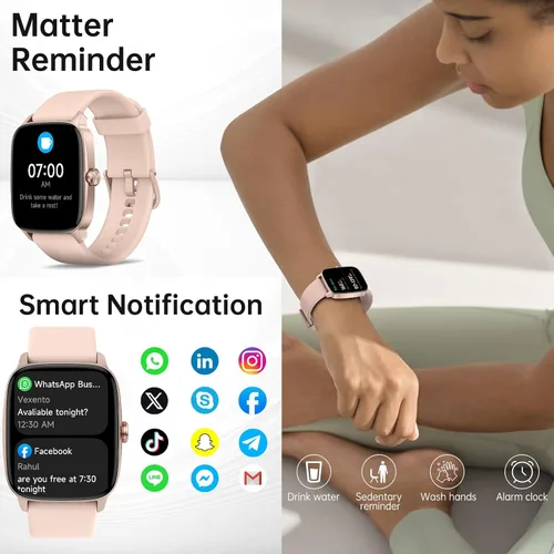 Miniatura 3 de Relojes inteligentes para mujeres y hombres con llamada Bluetooth y voz AI, monitor de actividad física HD de 1.85 pulgadas con monitor de sueño