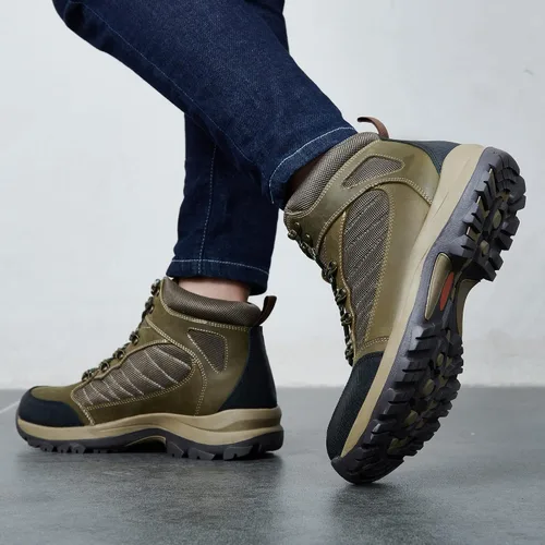 Miniatura 9 de Mens Fashion Leather Oxford Boots Mid-Top Causal Ankle Boot Daily Shoes for Men