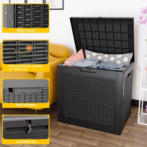 Miniatura 3 de ROJIK - Caja de almacenamiento para exteriores, impermeable, para patio y piscina, herramientas de jardín y cojines, banco con tapa con cerradura