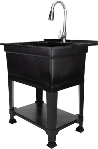 Miniatura 10 de UTILITYSINKS Fregadero Utilitario Independiente con Dren de Conexión Rápida, 24 x 24 Pulgadas, Negro - Fregadero Portátil y Compacto con Grifo
