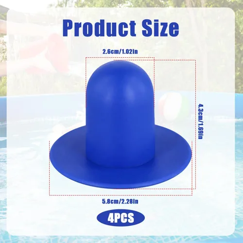 Miniatura 2 de Tinoaly 4 tapones de piscina para piscina sobre el suelo, tapón de orificio de filtro de bomba de goma, tapones de pared para piscinas, repuesto Azul