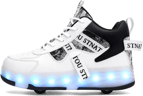 Miniatura 3 de HHSTS Zapatos de patinaje para niños mejorados con 16 luces LED, modelo de 4 ruedas iluminadas, para niños y niñas, tenis de moda para niños